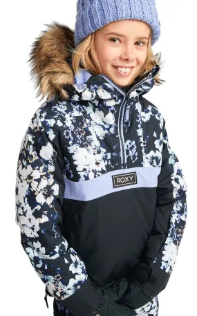 jacket Roxy Shelter - KVJ1/True Black Black Flowers - girl´s