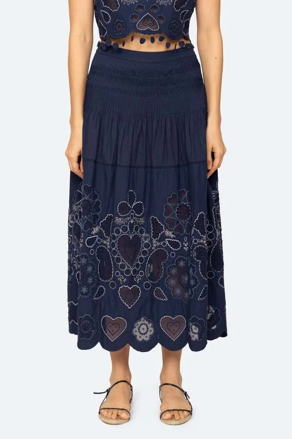 Jeanetta Eyelet Skirt - Navy