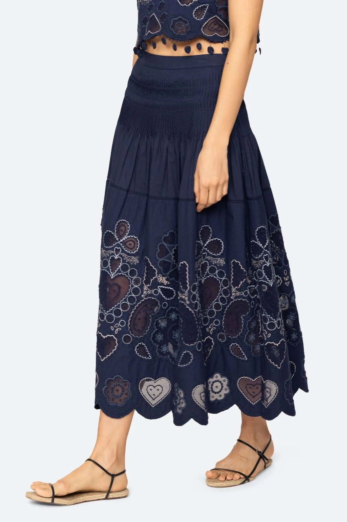 Jeanetta Eyelet Skirt - Navy