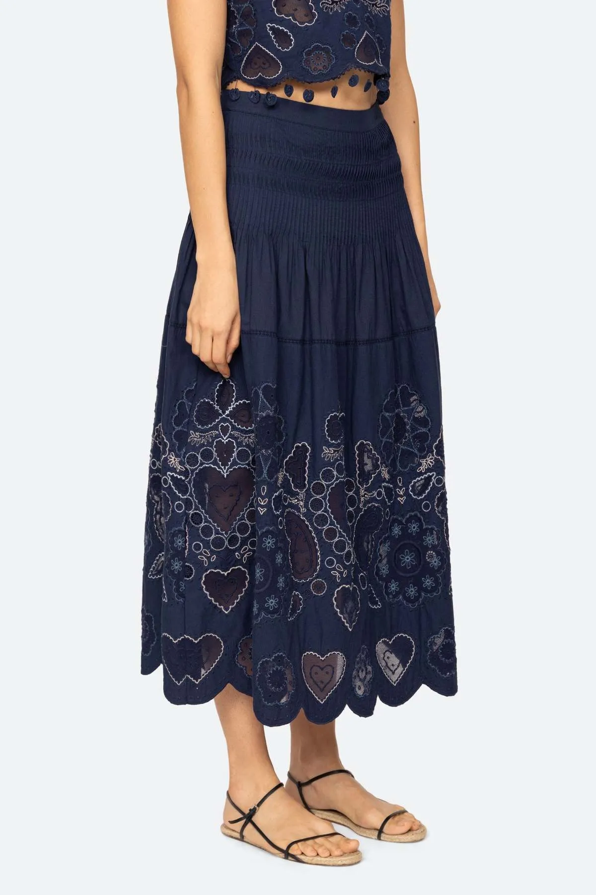 Jeanetta Eyelet Skirt - Navy