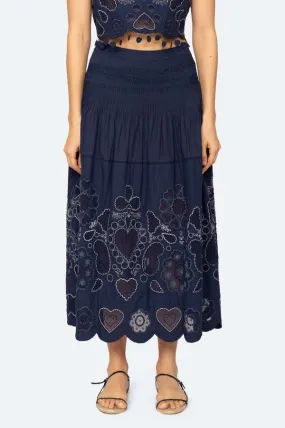 Jeanetta Eyelet Skirt - Navy