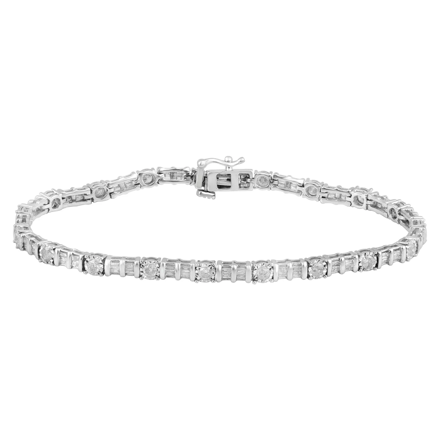 Jewelili 10K White Gold With 2.00 CTTW White Diamonds Tennis Bracelet