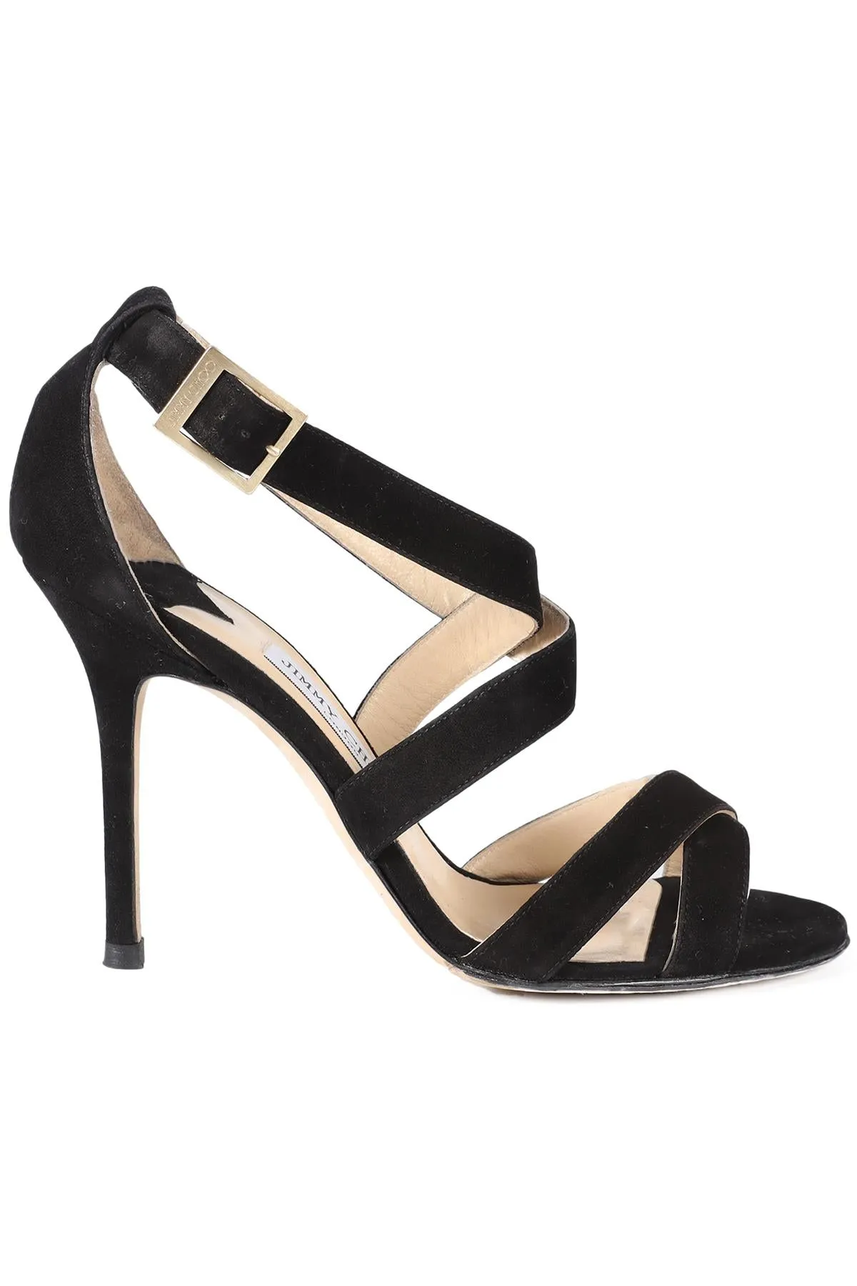 JIMMY CHOO BLACK SUEDE SANDALS EU 39 UK 6 US 9