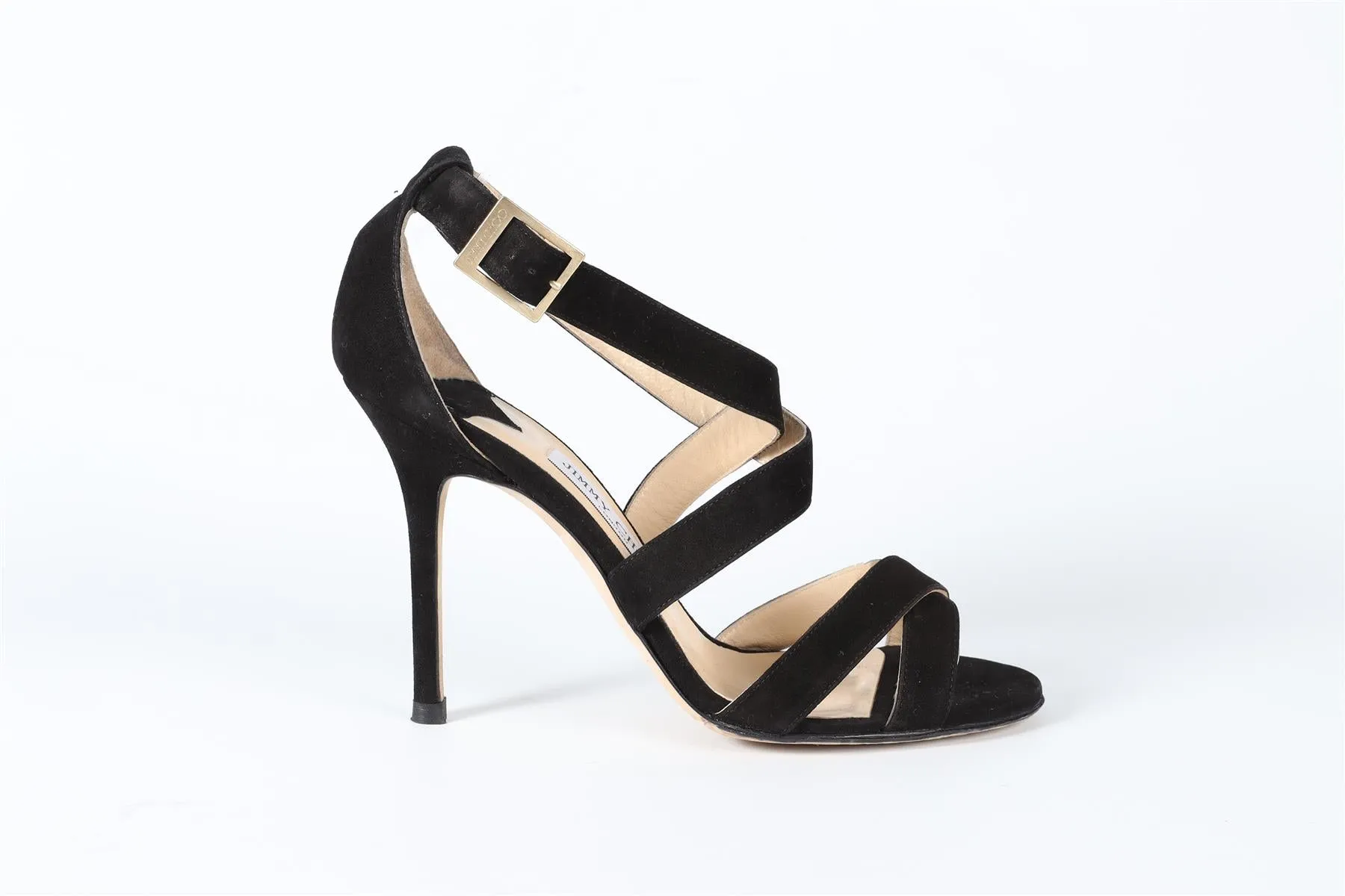 JIMMY CHOO BLACK SUEDE SANDALS EU 39 UK 6 US 9