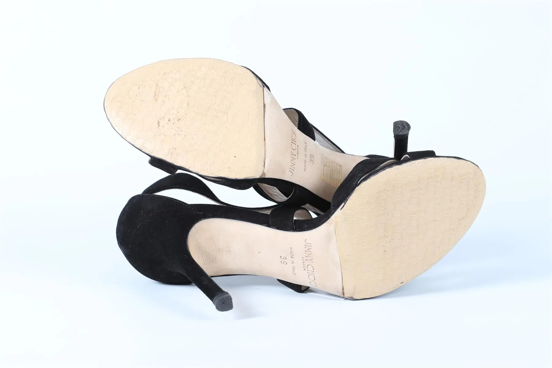 JIMMY CHOO BLACK SUEDE SANDALS EU 39 UK 6 US 9