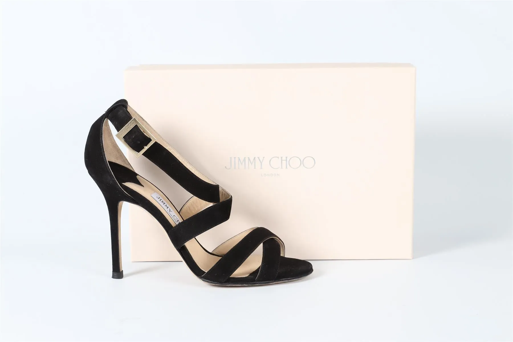 JIMMY CHOO BLACK SUEDE SANDALS EU 39 UK 6 US 9