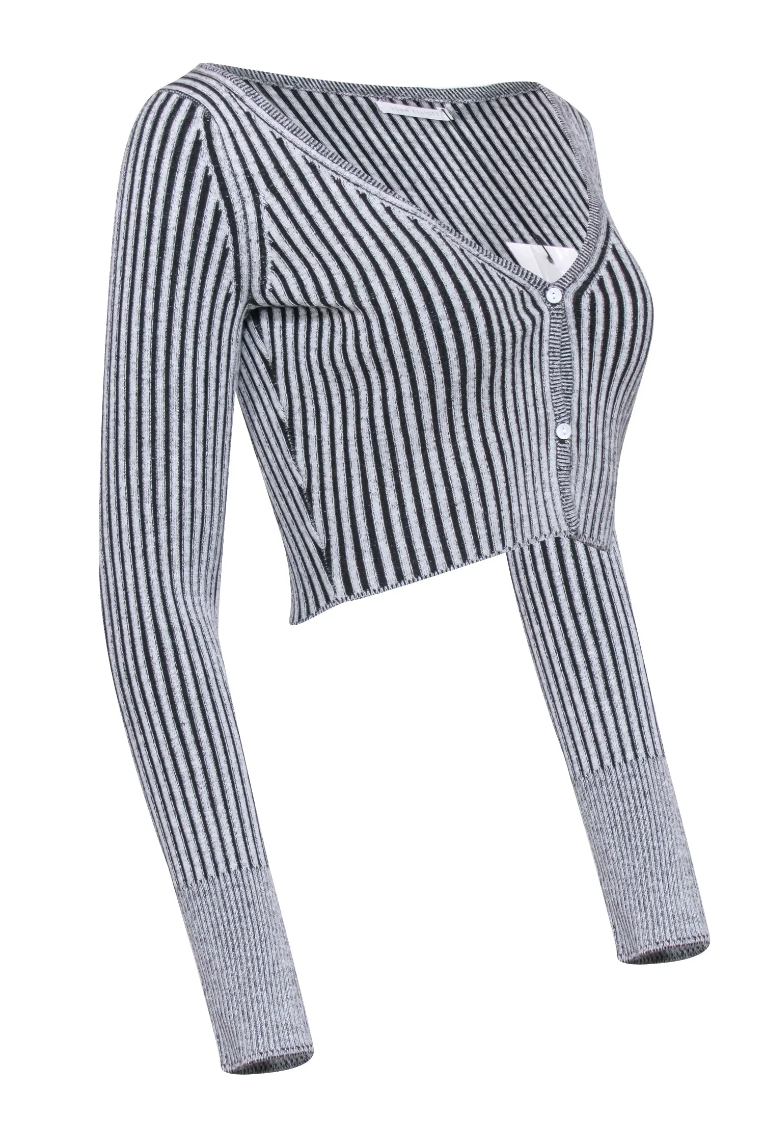 John Elliott - Charcoal Silk & Cotton Blend Rib Cropped Cardigan Sz M