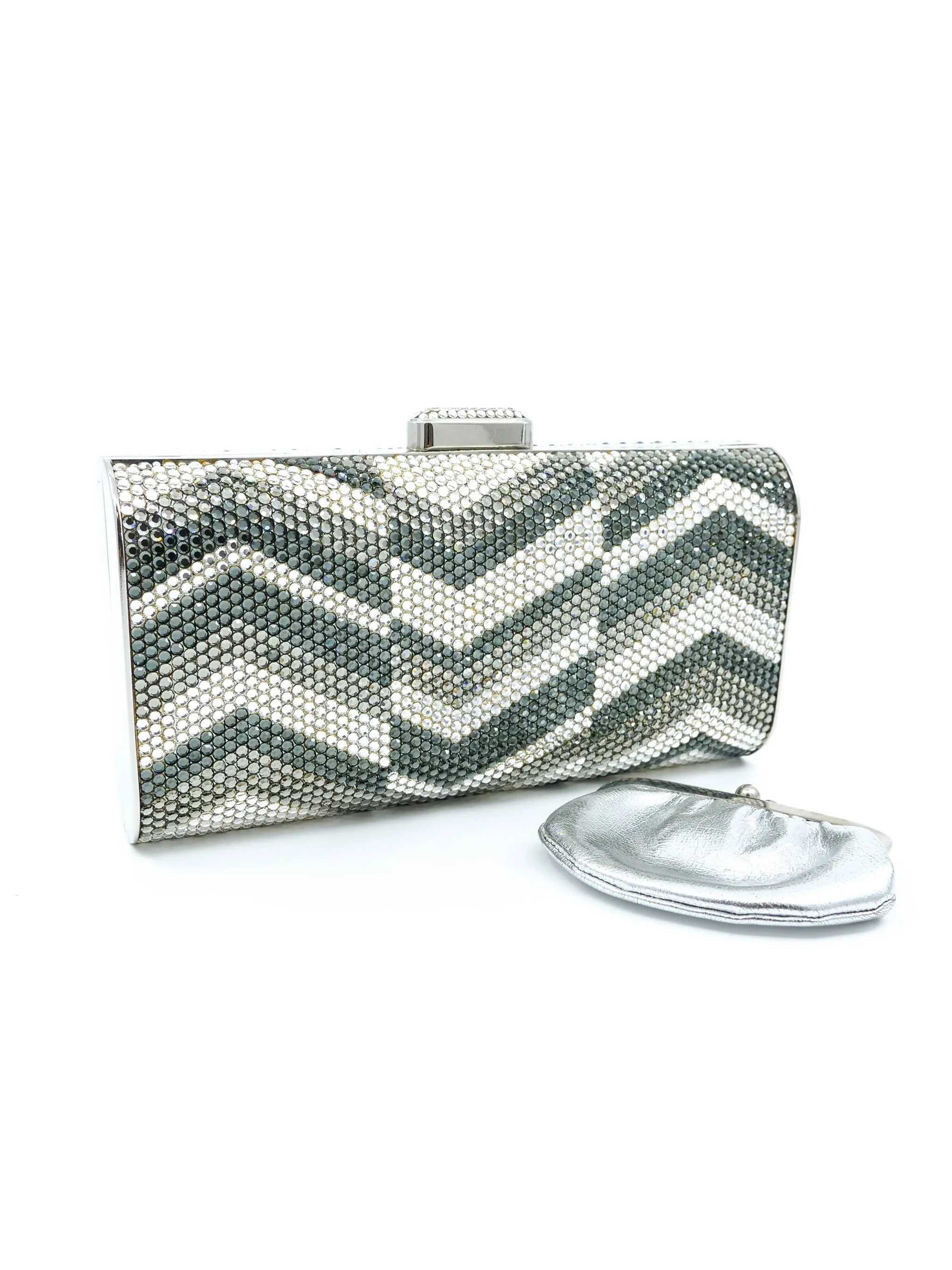 Judith Leiber Chevron Crystal Convertible Clutch