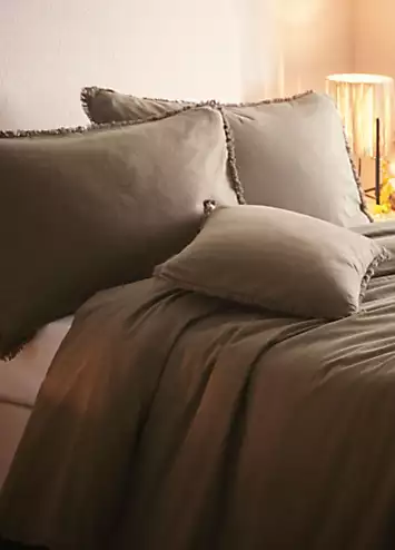 Kaleidoscope Olive Freya Linen Cotton Duvet Cover Set | Kaleidoscope