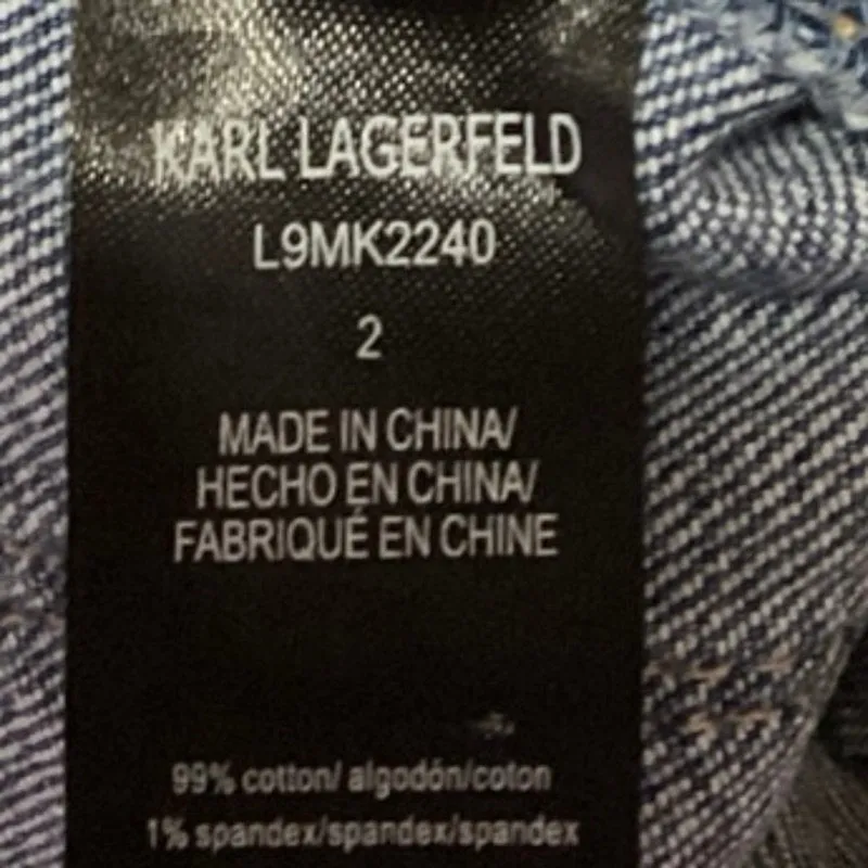Karl Lagerfeld Blue Medium Wash Button Fly Straight aCropped Denim Jeans Size 2