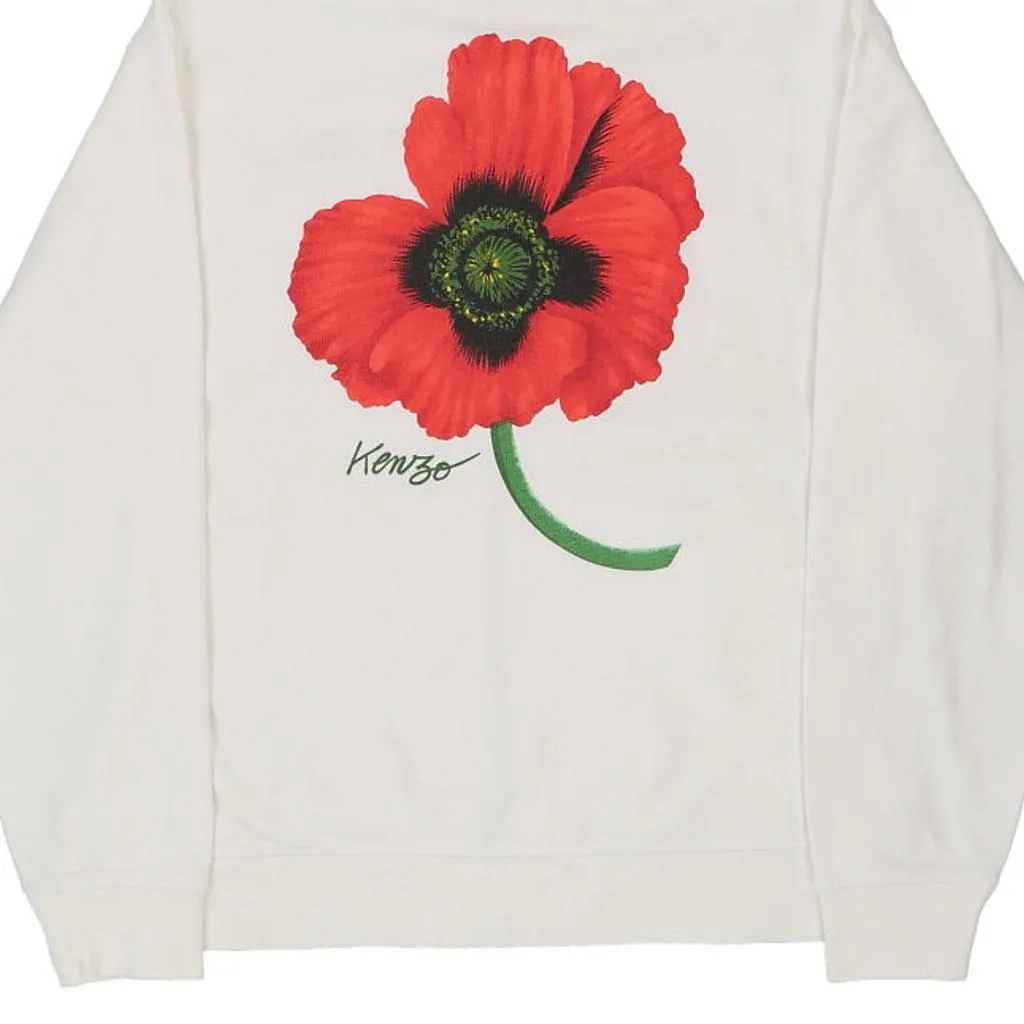 Kenzo Graphic Hoodie - Medium White Cotton Blend