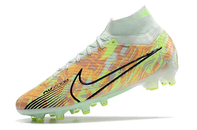 Kids Nike Air Zoom Mercurial Superfly 9 Elite AG Bonded Pack - Barely Green/Blackened Blue/Total Orange