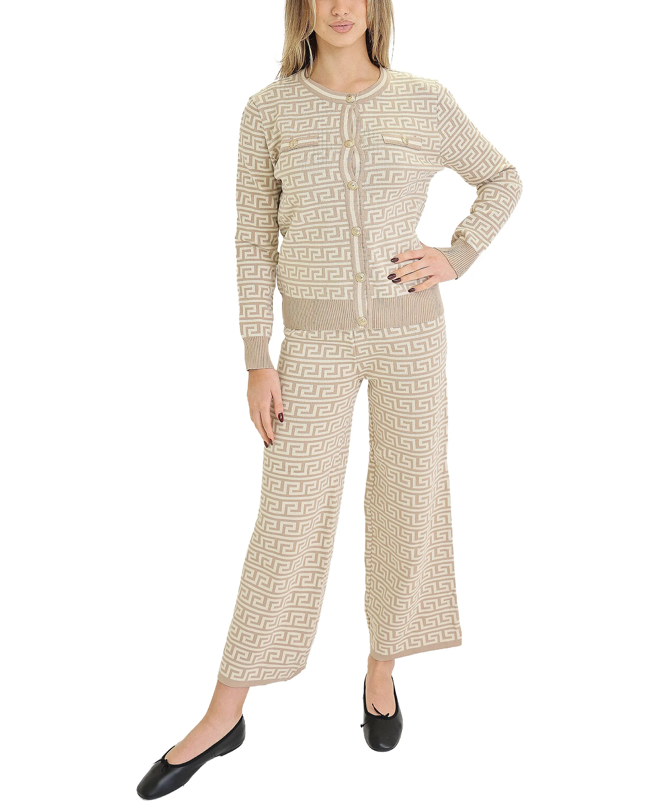 Knit Cardigan & Pant Set- 2 Pc Set