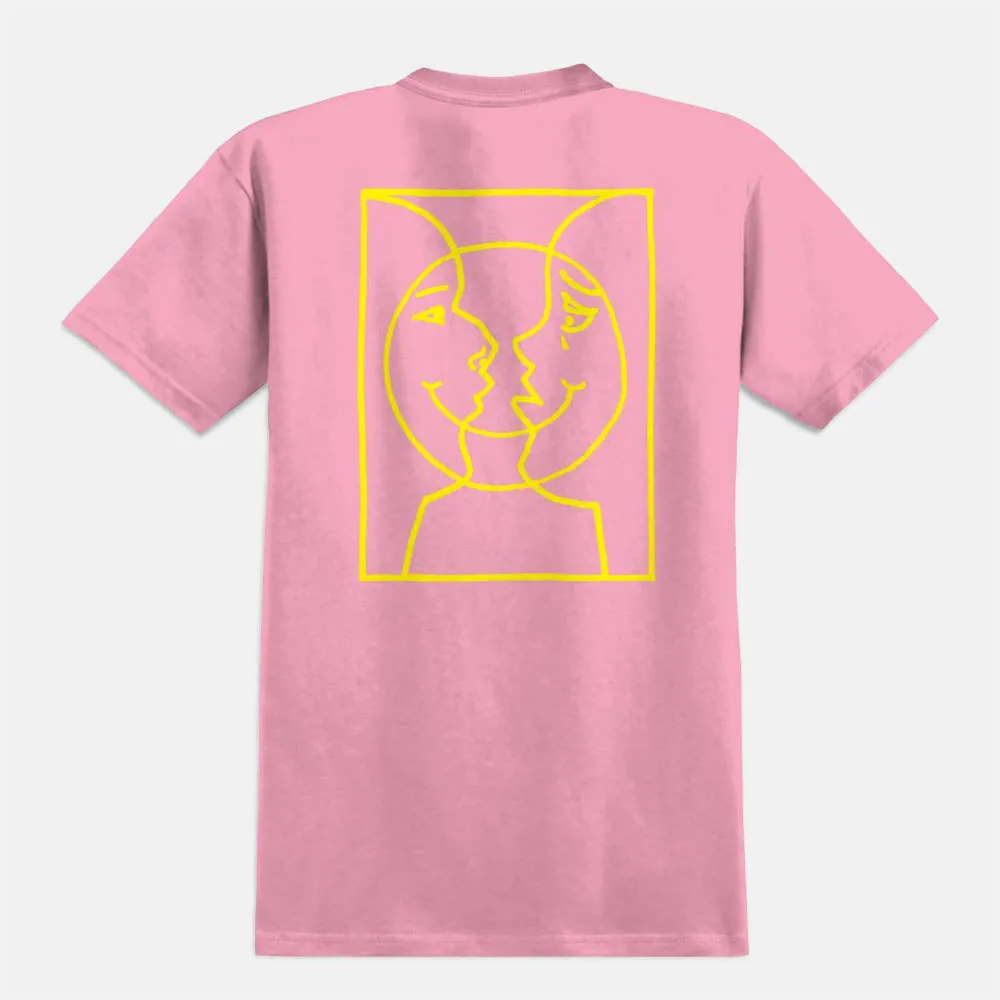 Krooked Skateboards - Moonsmile Raw T-Shirt - Light Pink / Yellow