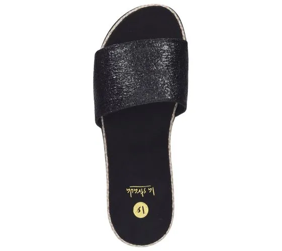 La Strada mules femme à semelle rayée chaussures d été aspect métallisé 1802031-1401 Noir