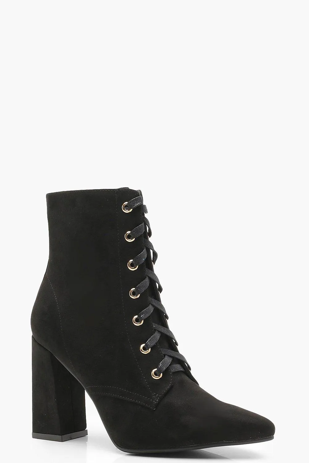 Lace Up Pointed Toe Ankle Shoe Boots