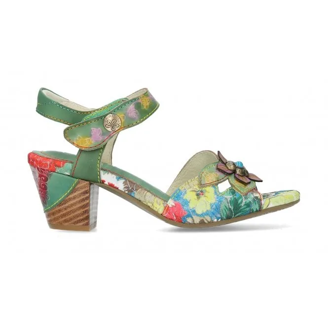 Laura Vita  Womens Dream Green Multi Riptape Sandals 589613F2