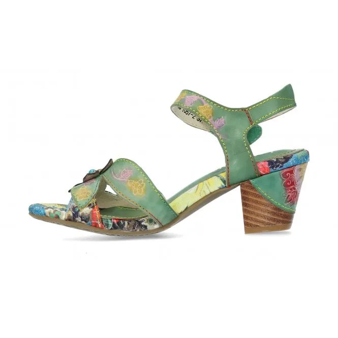 Laura Vita  Womens Dream Green Multi Riptape Sandals 589613F2