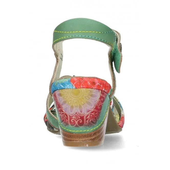 Laura Vita  Womens Dream Green Multi Riptape Sandals 589613F2