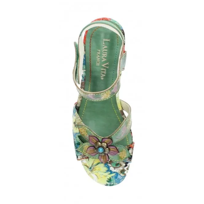 Laura Vita  Womens Dream Green Multi Riptape Sandals 589613F2