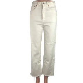 Levi's Women's White High Rise Stretch Straight Leg Cut Off Hem Denim Jeans 27