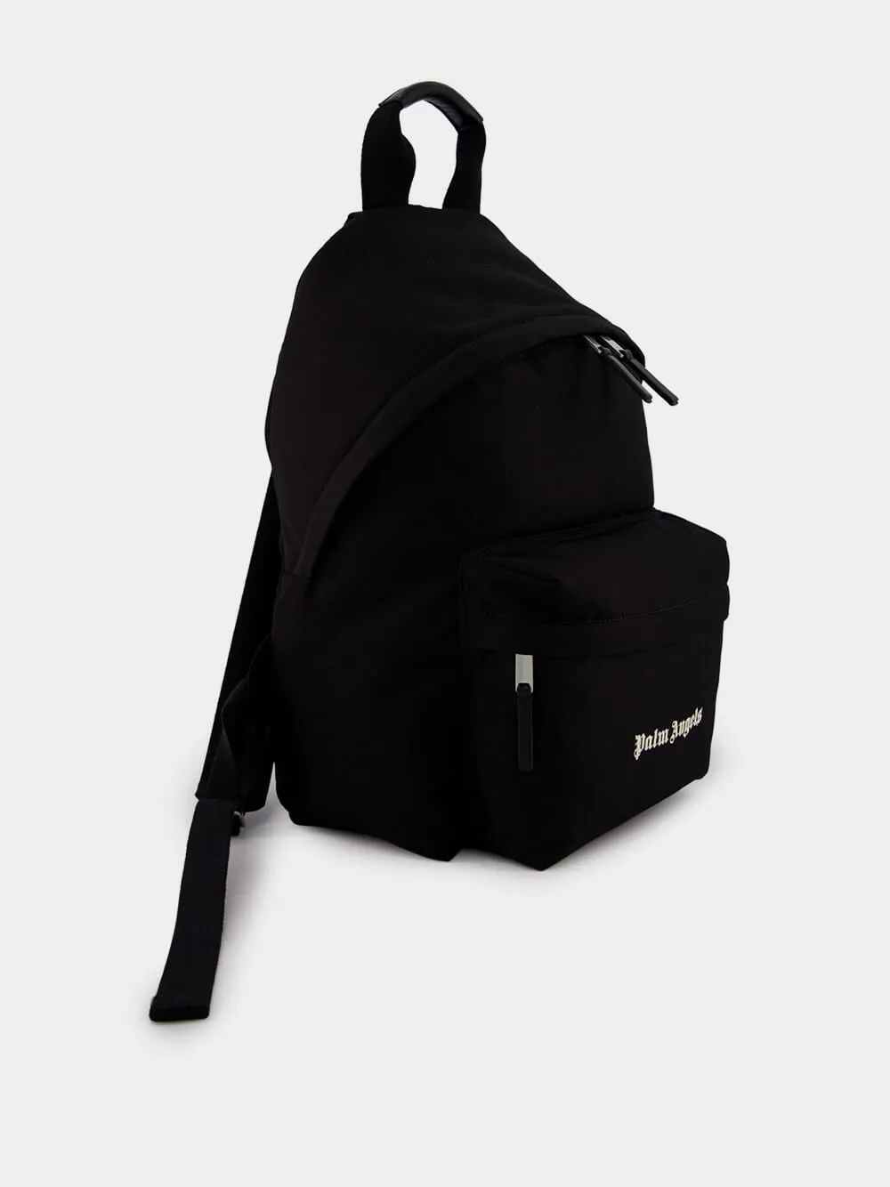 Logo Embellished Black Backpack