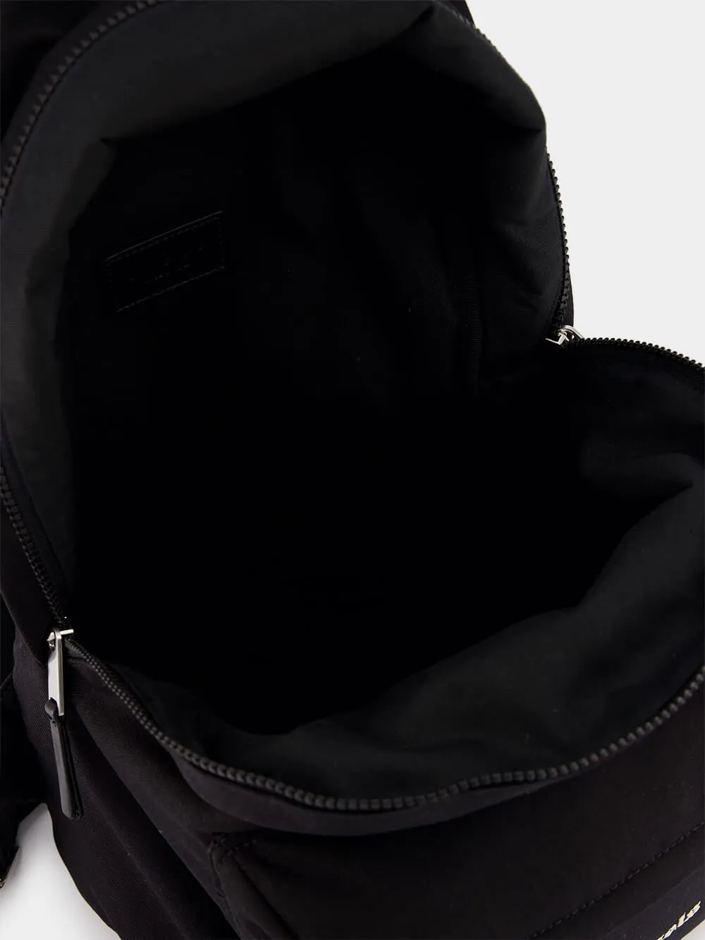 Logo Embellished Black Backpack