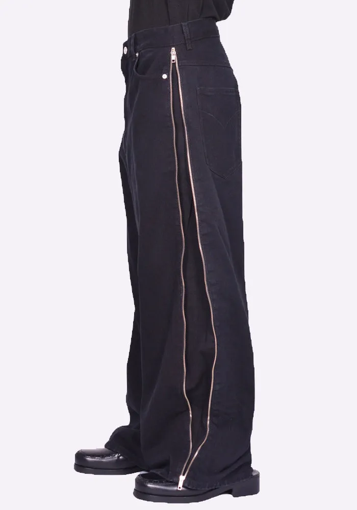 LU'U DAN MP059D WD SIDE ZIP JEANS BLACK RINSE (New Season FW24)