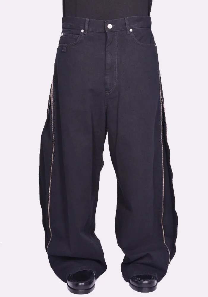 LU'U DAN MP059D WD SIDE ZIP JEANS BLACK RINSE (New Season FW24)