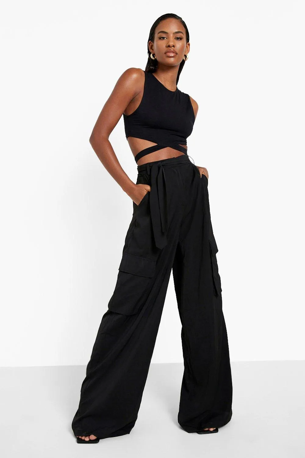 Luxe Wide Leg Cargo Pants