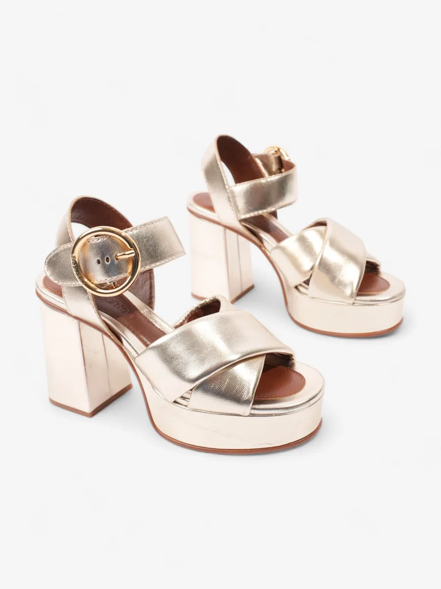 Lyna Platform Sandals 90mm Gold Leather EU 35 UK 2