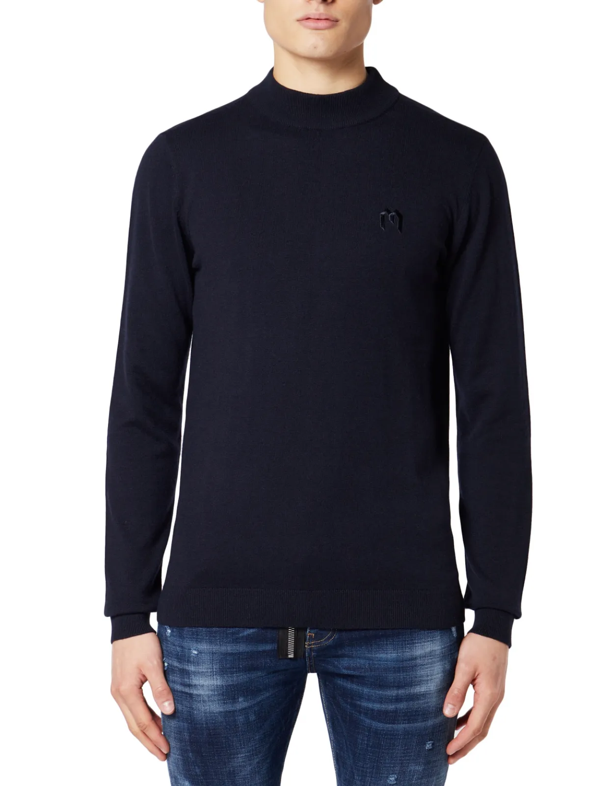 M Mock Neck Sweater | BLUE