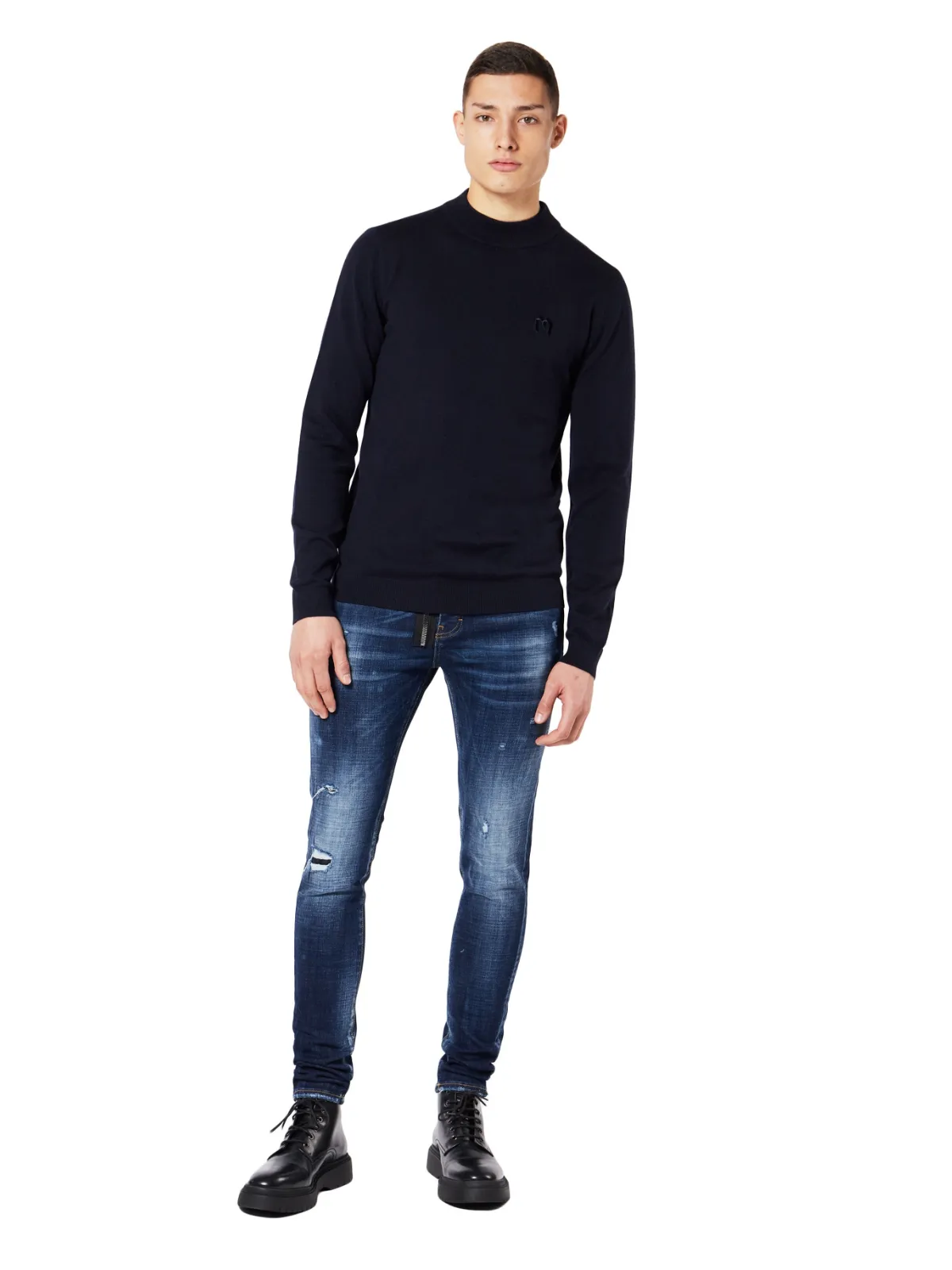 M Mock Neck Sweater | BLUE