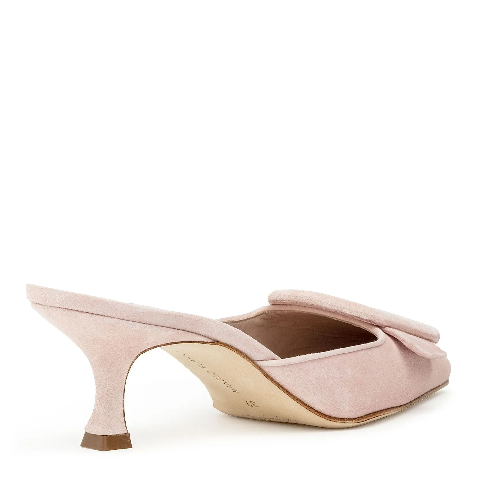 Manolo Blahnik Maysale 50 dusty pink suede mules