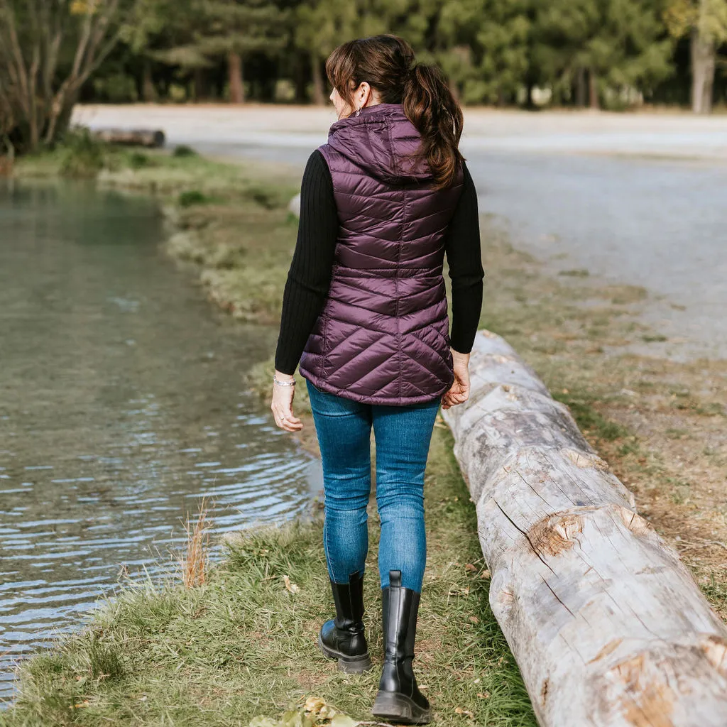 Mary-Claire - Women's Packable Down Vest - Midnight Plum