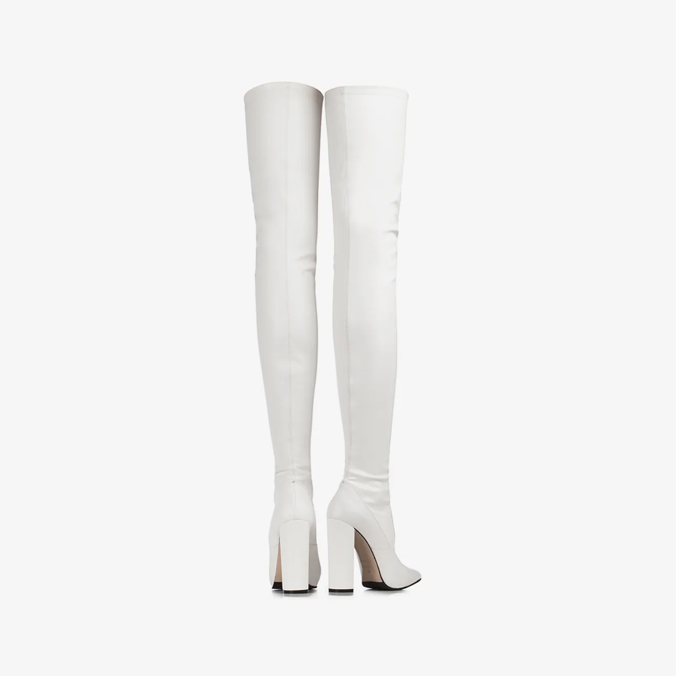 MEGAN THIGH-HIGH BOOT 120 mm White stretch vegan leather over-the-knee boot