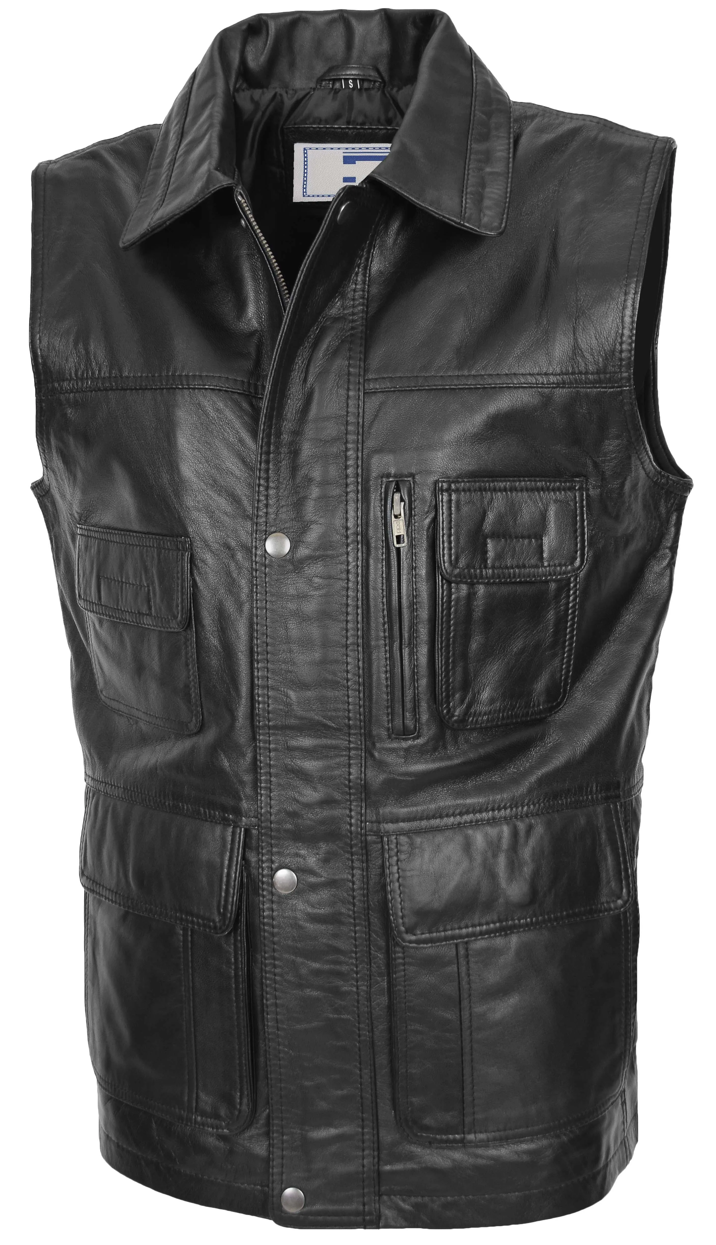 Men's Black Leather Vest