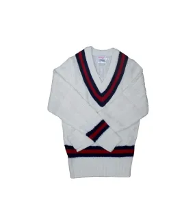Mens cricket jumper off white/navy/red Carta Sport