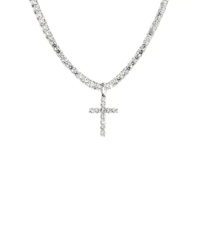 Men's Cross Tennis Necklace w/ Cubic Zirconia