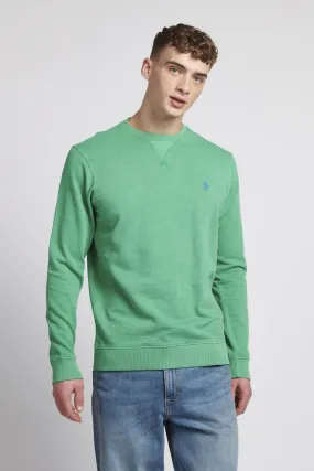 Mens Garment Dye Crew Neck Sweatshirt in Golf Green