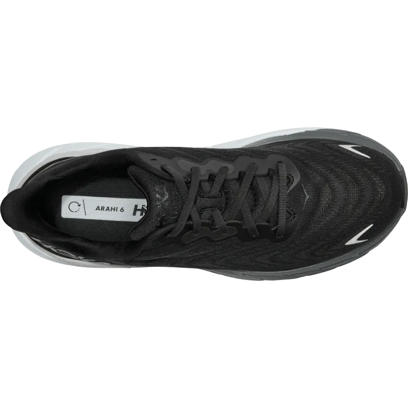 Men’s HOKA Arahi 6 – Black|White (BWHT)