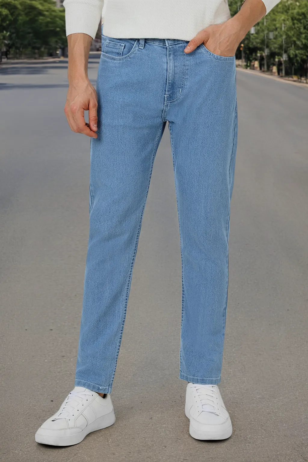 Men's Light Blue Slim Fit Jeans Stretchable