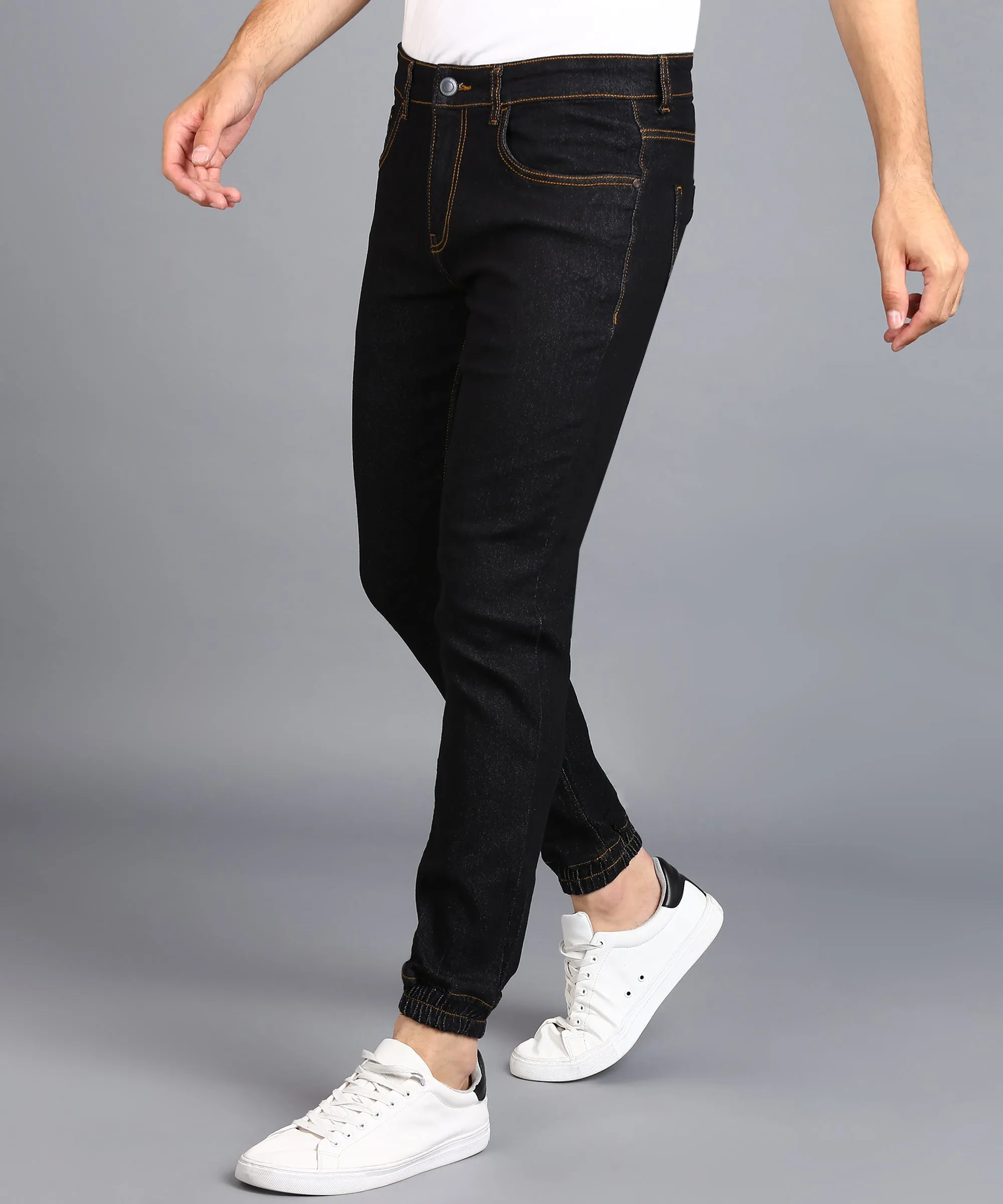 Men's Navy Slim Fit Washed Jeans Stretchable