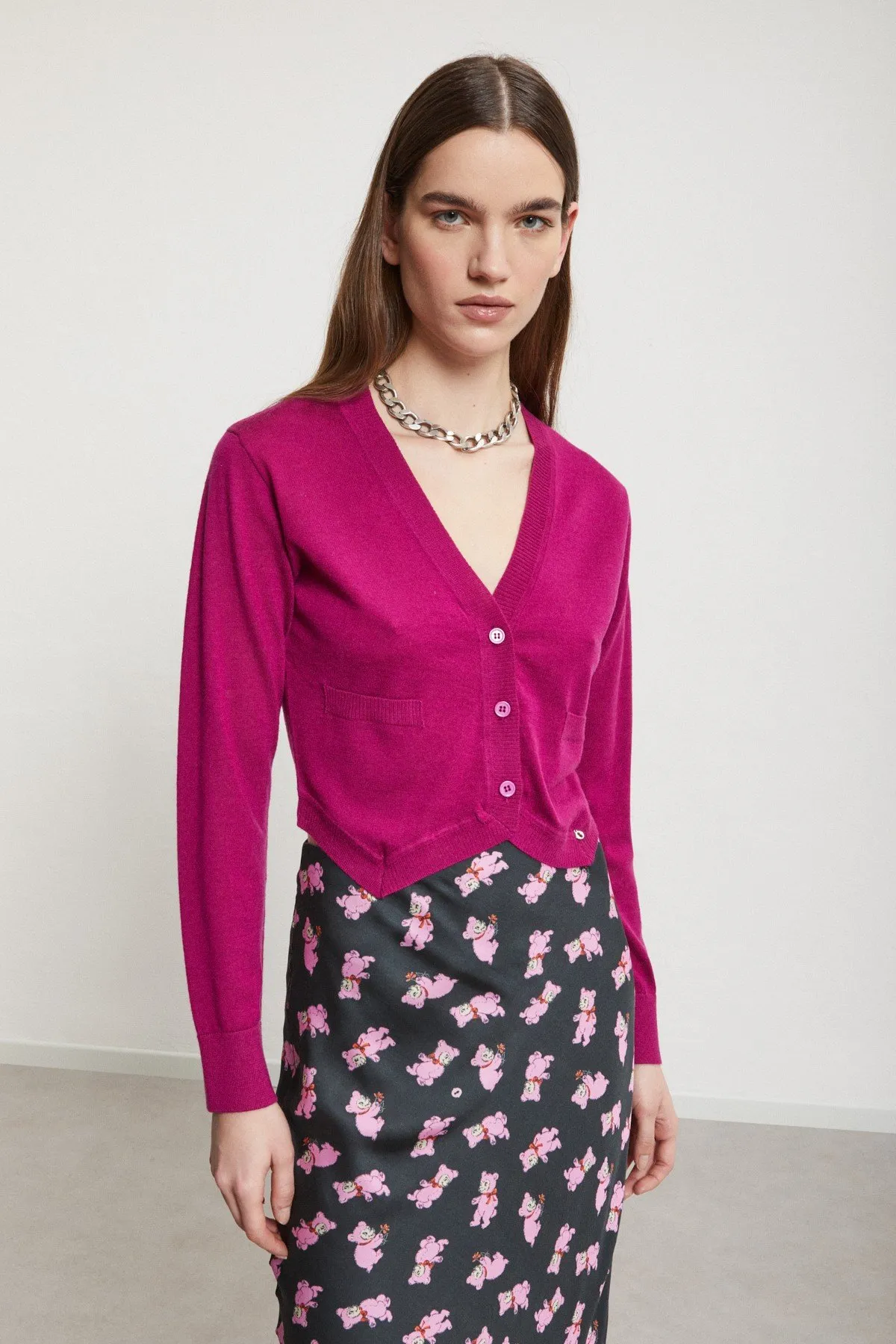 Merino wool cropped cardigan