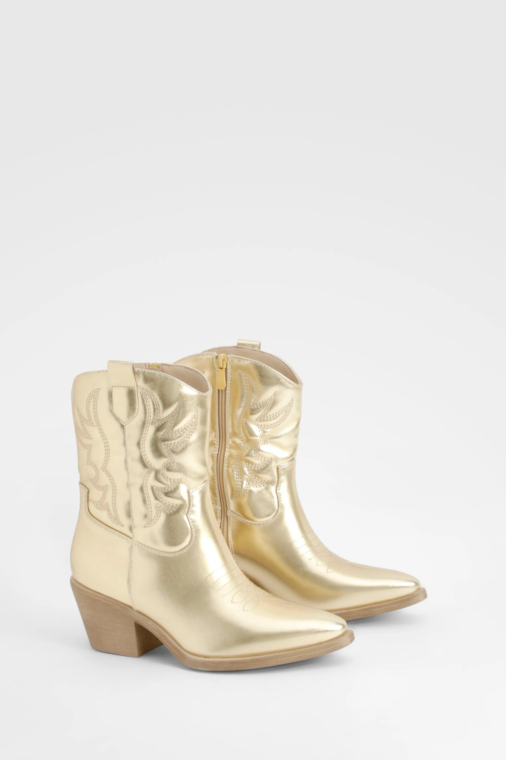 Metallic Ankle High Western Cowboy Boots