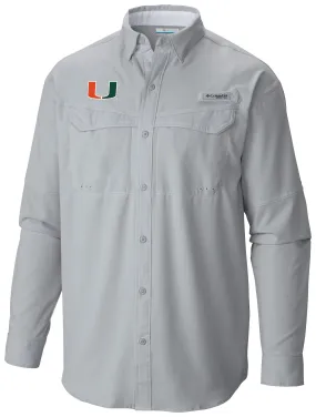 Miami Hurricanes Columbia Tamiami Low Drag L/S Shirt- Cool Grey