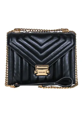 Michael Kors - Black Quilted Leather Crossbody Bag w/ Gold Chain Strap