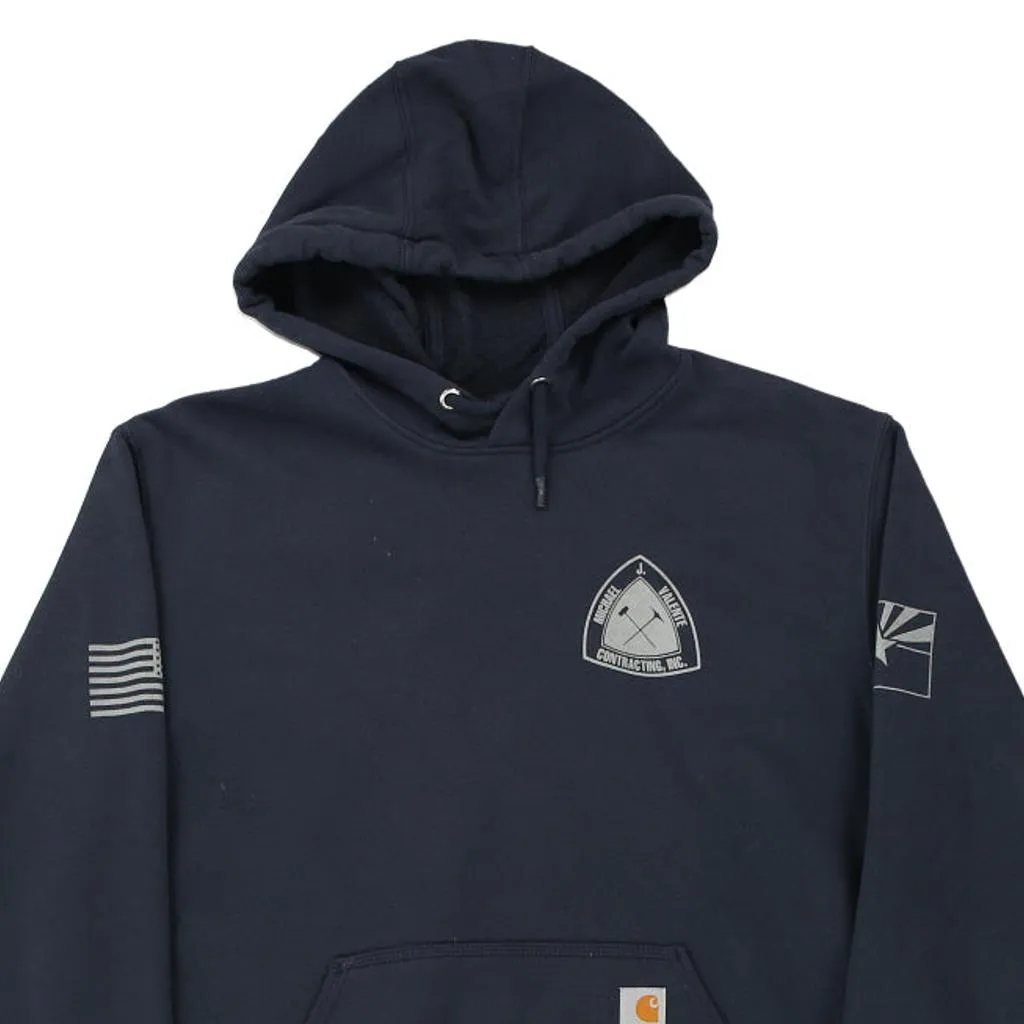 Michael Valente Contracting Carhartt Hoodie - Large Navy Cotton Blend