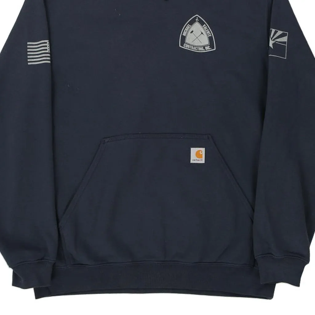 Michael Valente Contracting Carhartt Hoodie - Large Navy Cotton Blend