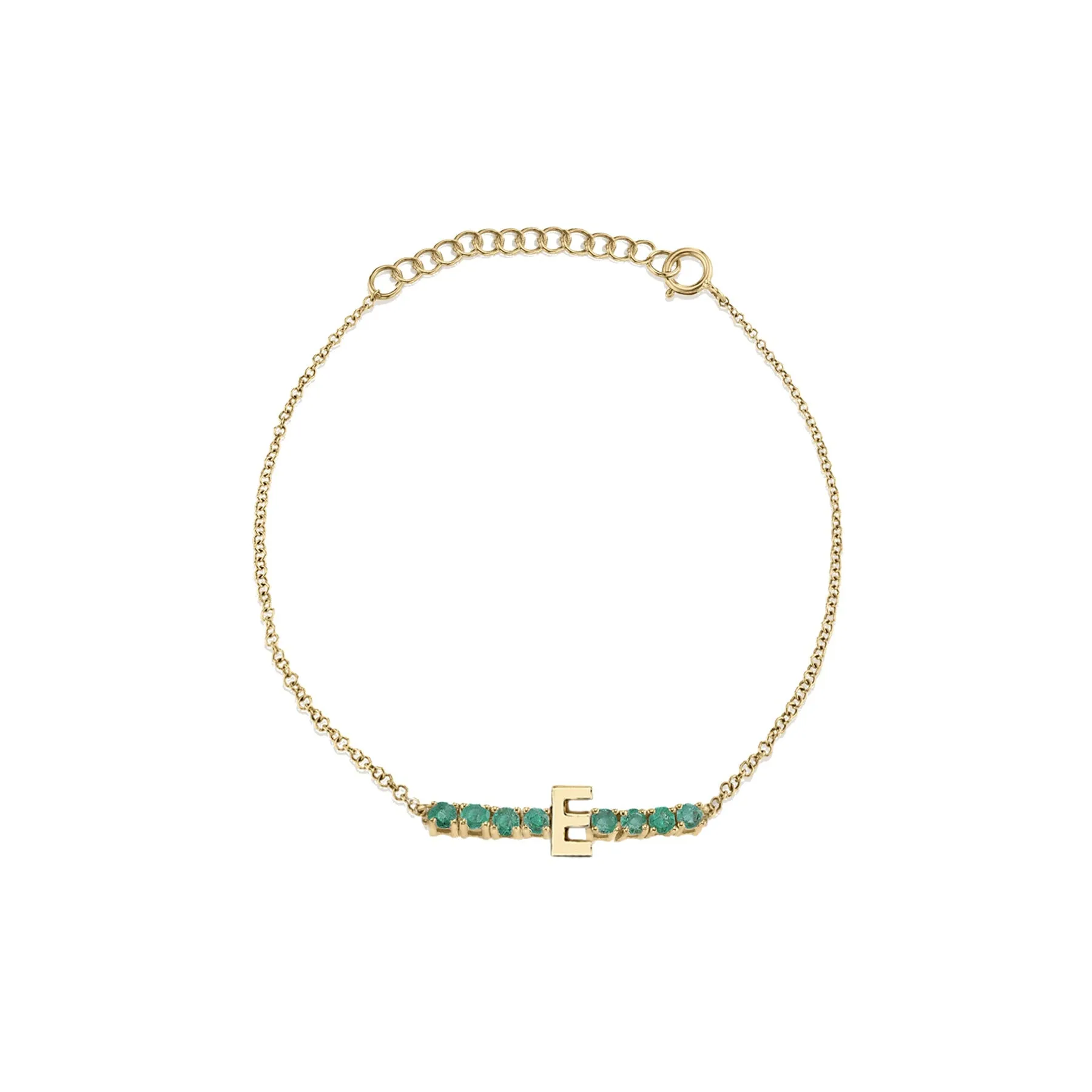 Mini Personalized Tennis Bracelet - Emerald / 14k Yellow Gold